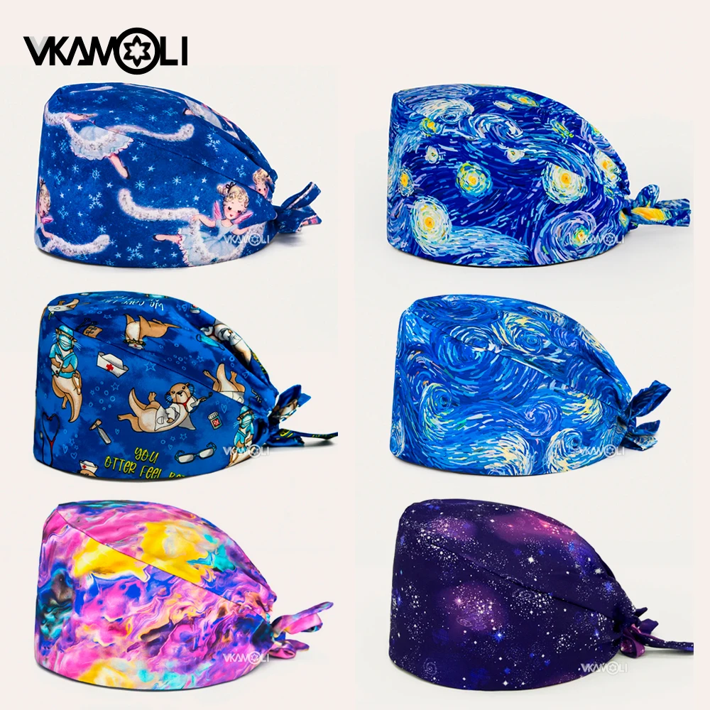 Seria Starry Sky and Space Pattern Printed Surgical Hat czapka do szorowania długie włosy czapka medyczna… Seria Starry Sky and Space Pattern Printed Surgical Hat czapka do szorowania długie włosy czapka medyczna…