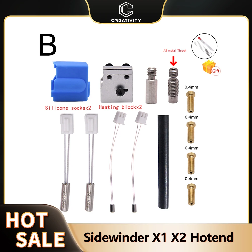 Sidewinder X1 X2 i Genius Pro Oryginalna dysza silikonowa Volcano Hotend Kit Wkład grzejny Termistor Metal… Sidewinder X1 X2 i Genius Pro Oryginalna dysza silikonowa Volcano Hotend Kit Wkład grzejny Termistor Metal…
