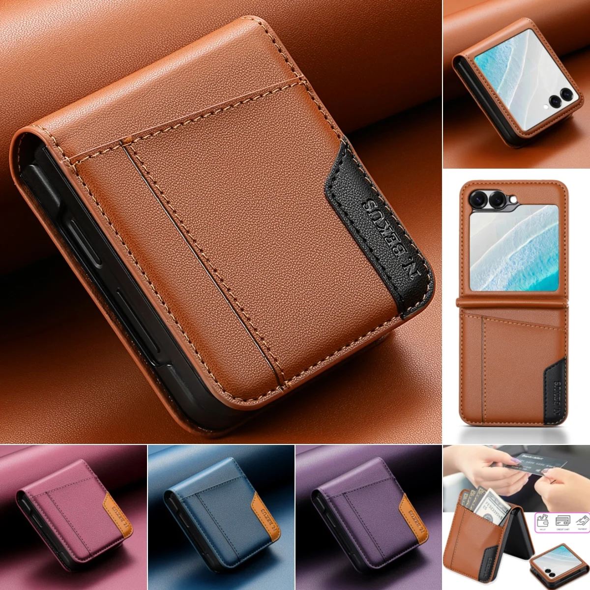 Skórzane etui z klapką na telefon Samsung Galaxy Z Flip 8 7 6 5 4 3 5G Flip7 FE Flip8, portfel, uchwyt na… Skórzane etui z klapką na telefon Samsung Galaxy Z Flip 8 7 6 5 4 3 5G Flip7 FE Flip8, portfel, uchwyt na…