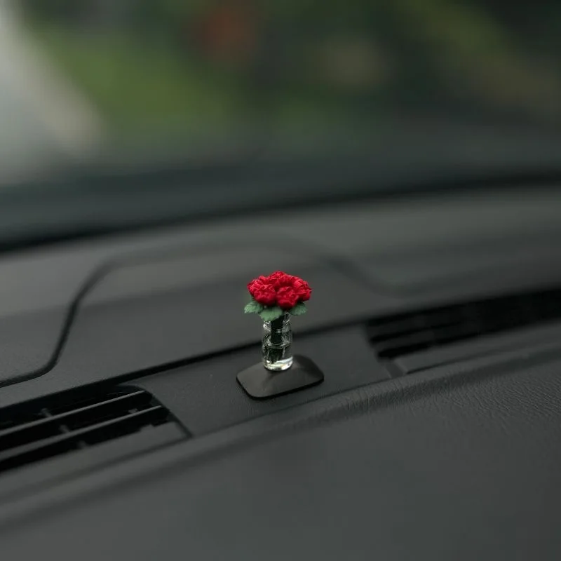 Śliczna dekoracja wnętrza samochodu Mini róża wazon słonecznikowy Auto dekoracja konsoli środkowej ozdoby na…