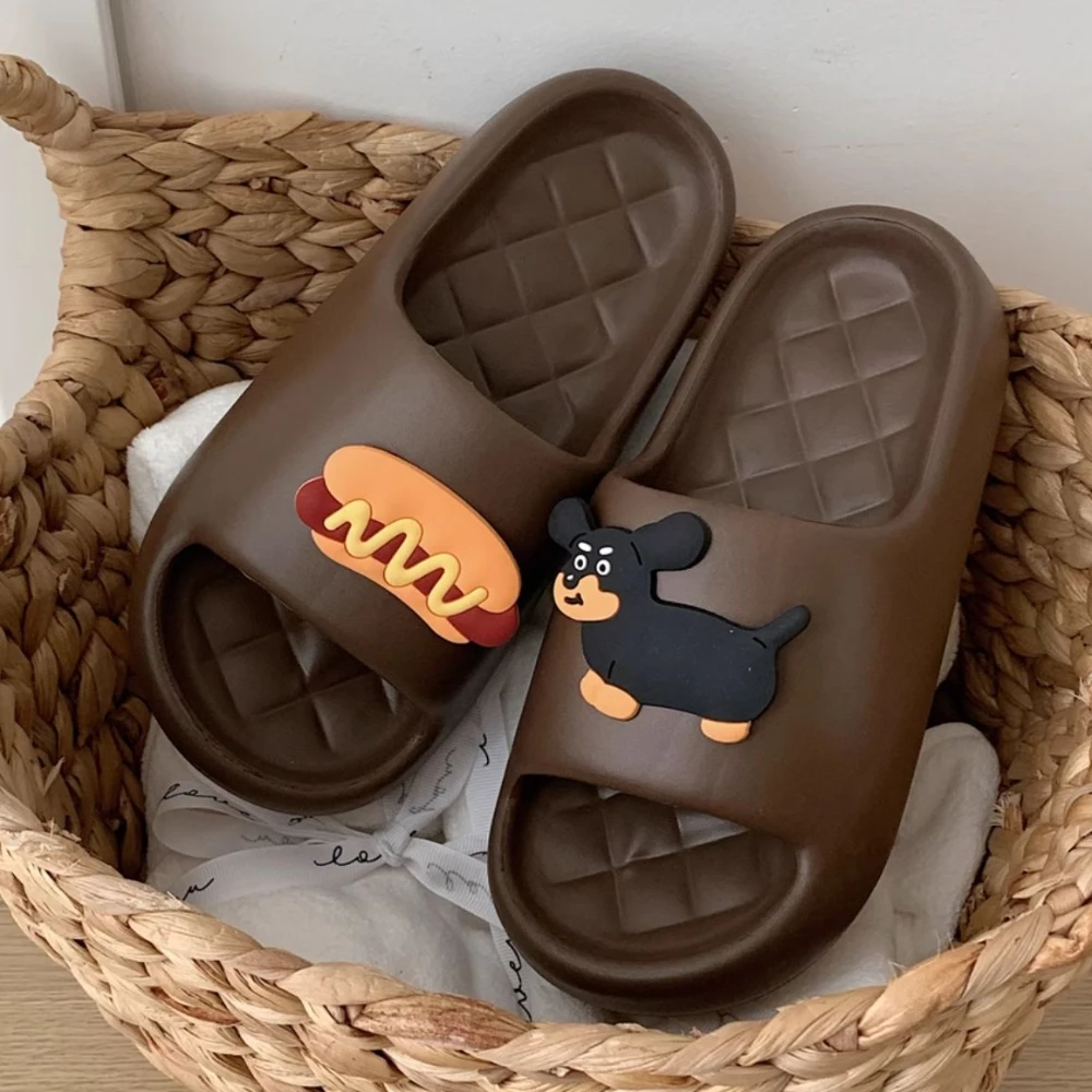 Słodki wzór niedźwiedzia gruba podeszwa kapcie damskie slajdy łazienka plaża kryty sandały letnie buty dla par