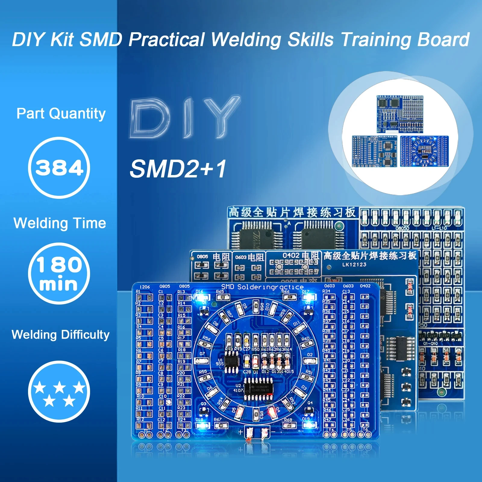 SMD Advanced Full Patch Welding Practice Board Komponenty elektroniczne Trening umiejętności SMT Zestaw do…