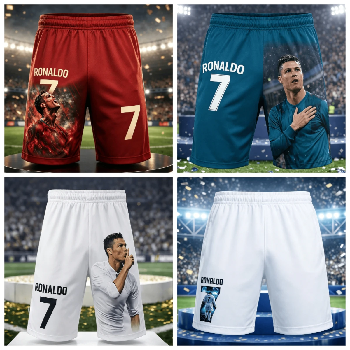 Spodnie sportowe dla dorosłych i dzieci z nadrukiem 3D Cristiano Ronaldo, szybkoschnące, idealne na wakacje na… Spodnie sportowe dla dorosłych i dzieci z nadrukiem 3D Cristiano Ronaldo, szybkoschnące, idealne na wakacje na…