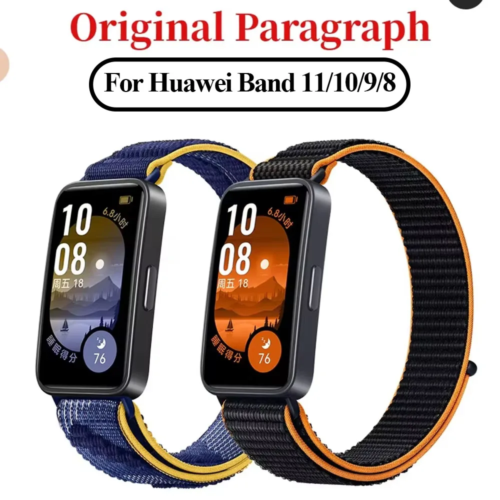 Sportowy nylonowy pasek z pętelką do Huawei Band 11/11 Pro/10/9/8, oficjalny zamienny pasek/bransoletka…