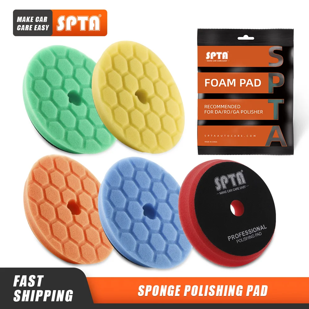 SPTA 1PC 3 „(80mm)/5″(125mm)/6 „(150mm) fazowana gąbka samochodowa Hex-Logic polerowanie polerowanie piankowa…