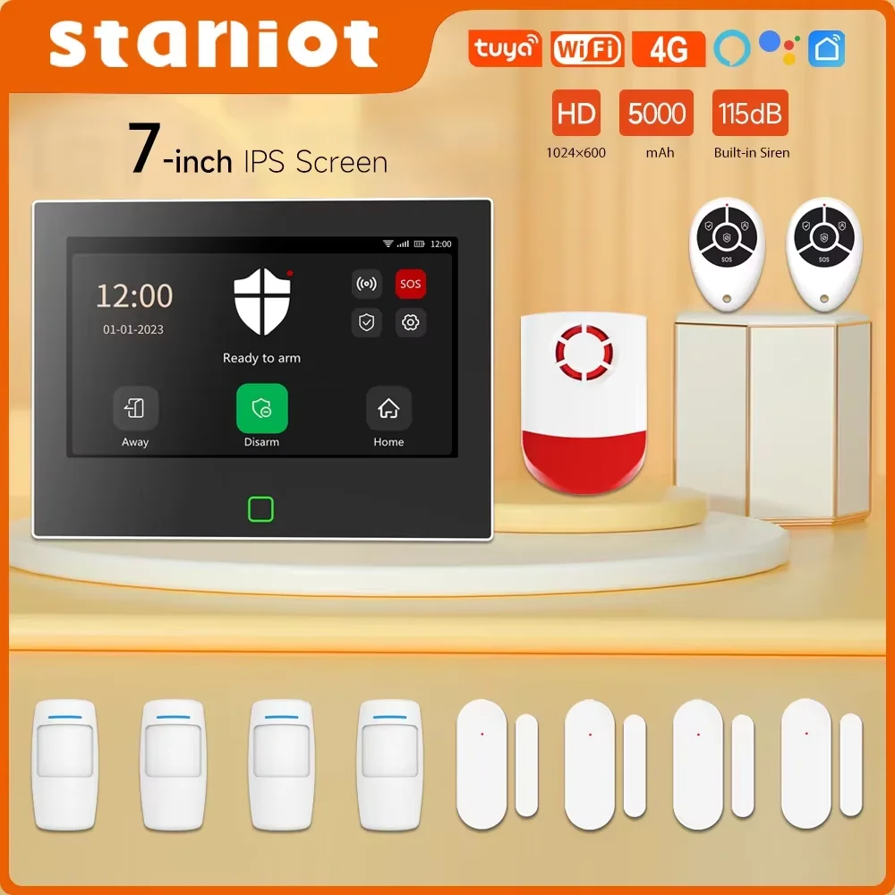 Staniot 7-calowy Bezprzewodowy System Alarmowy Domowy WiFi 4G Tuya Smart Security Protection Kit Wbudowana…