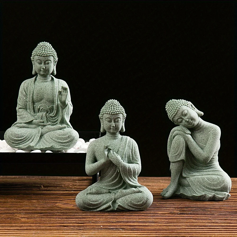 Statuetka Buddy w ogrodzie Dekoracja akwarium Mini figurka Buddyzm Biurko Dekoracja stołu Dom Statuetka Zen…