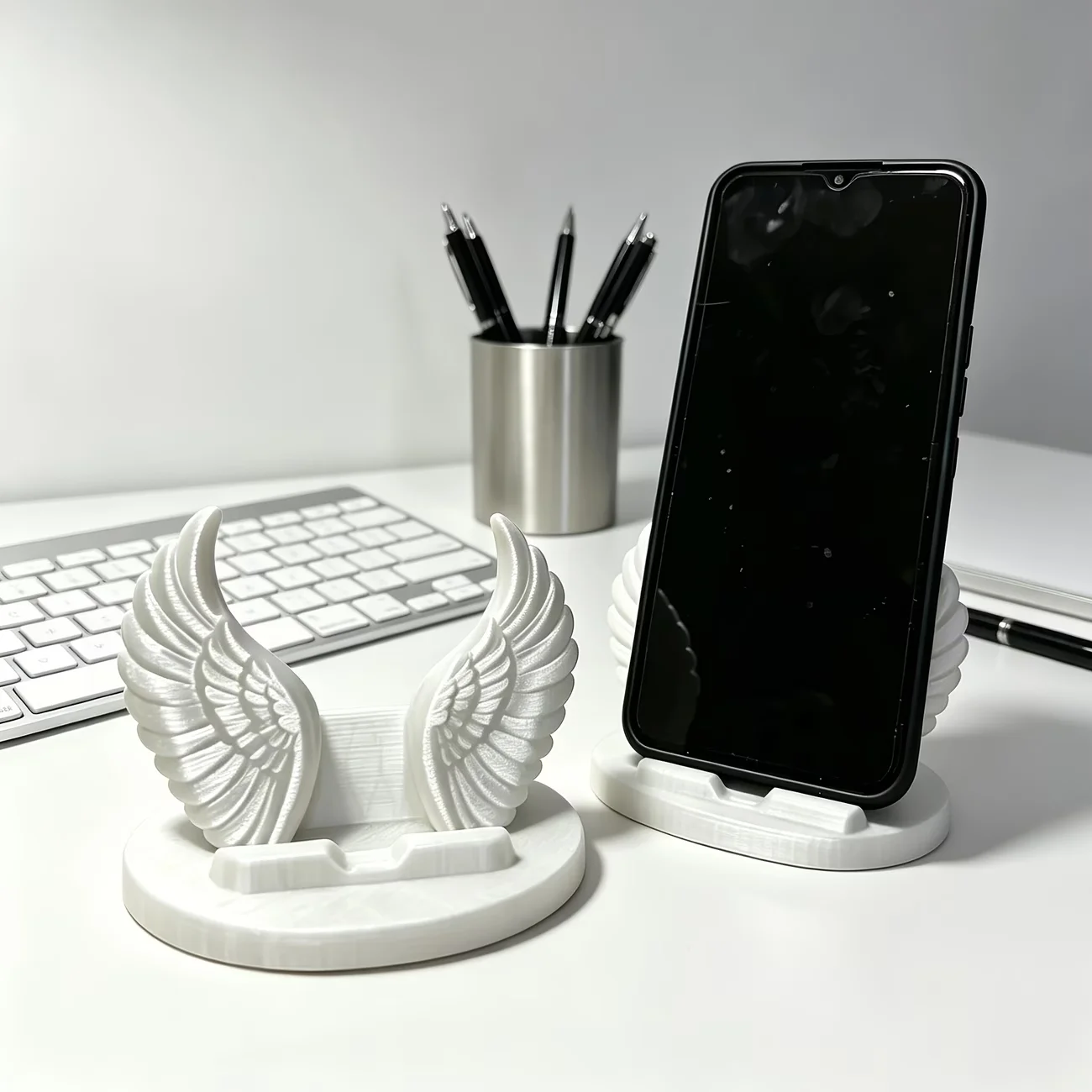 Stojak na telefon w stylu nordyckim ze skrzydłami anioła, kreatywna dekoracja na biurko i uchwyt na telefon Stojak na telefon w stylu nordyckim ze skrzydłami anioła, kreatywna dekoracja na biurko i uchwyt na telefon