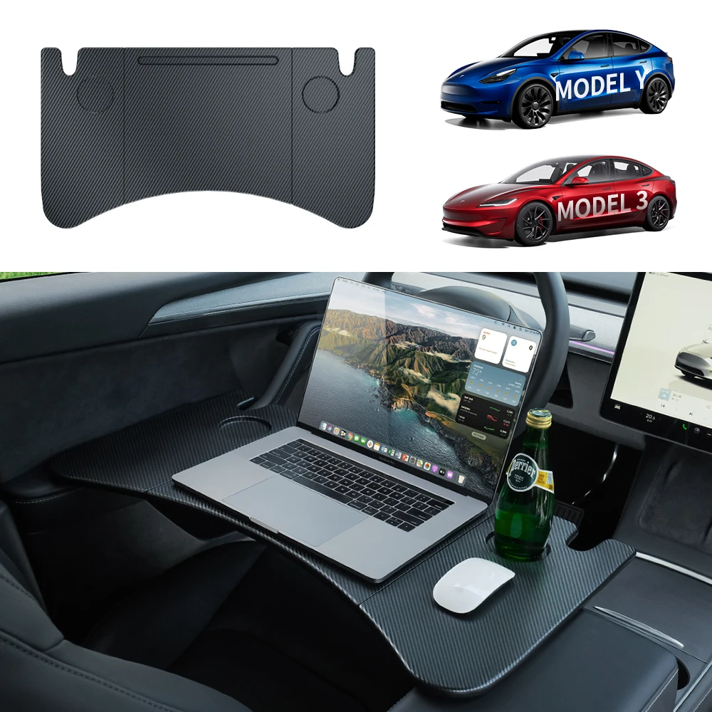 Stolik YZ do Tesla Model 3 Y X S Highland Juniper 2021-2025, podłokietnik na kierownicę, taca na laptopa…