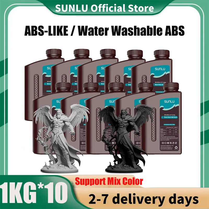 SUNLU 10KG ABS-LIKE / Żywica ABS zmywalna w wodzie 1000G/butelka 405nm Szybko utwardzana fotopolimerowa żywica…
