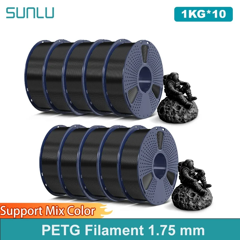 SUNLU 10KG PETG/PETG Przezroczysty Filament 1.75 ±0.02mm Szpula 1kg (2.2lbs) Wysoka Wytrzymałość, Czysto…