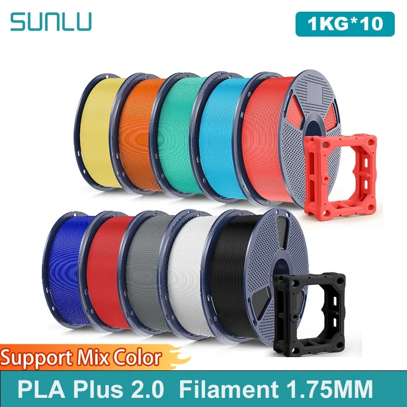 SUNLU 10KG PLA+2.0 Filament do drukarek 3D, wytrzymalszy i mocniejszy filament PLA Plus, 1000G/rolka, 1.75mm…