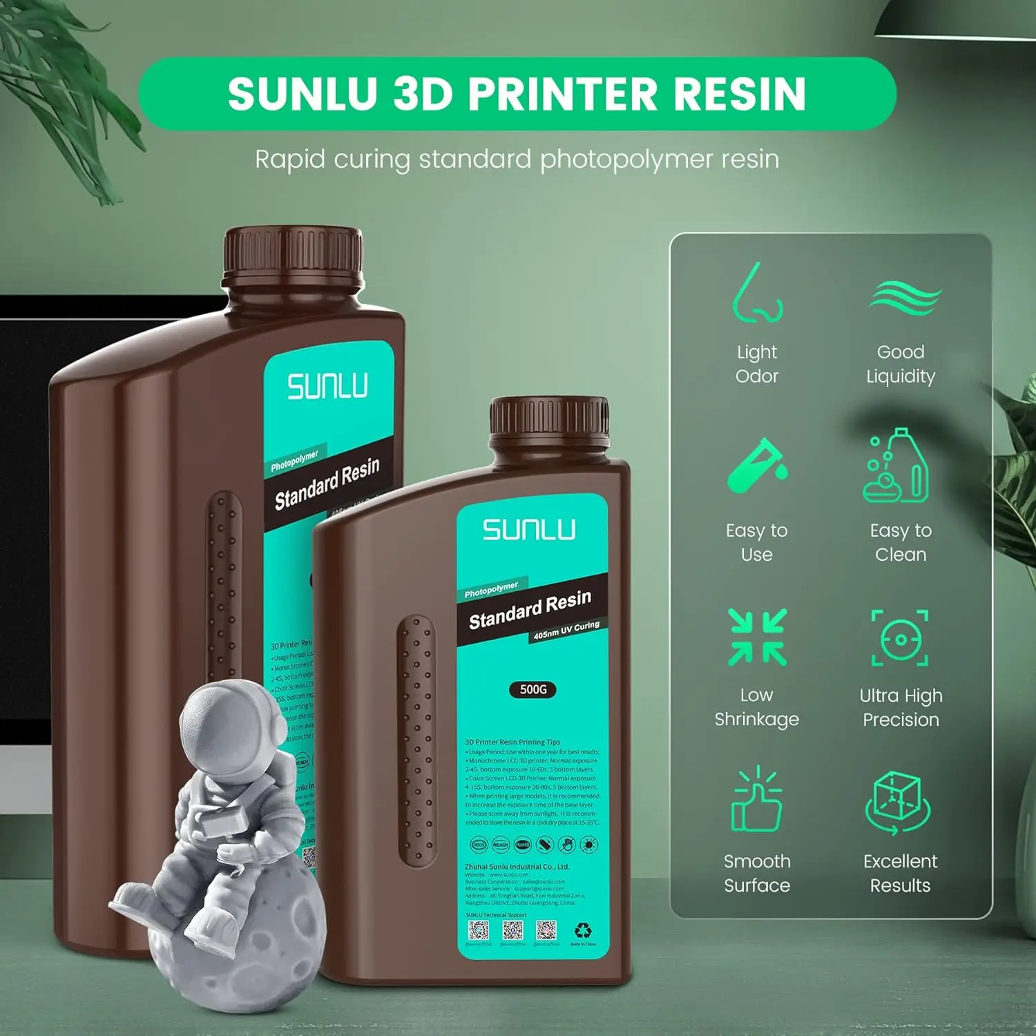 SUNLU 10KG Standard / Water-Wash / Water Wash ABS LIKE Żywica 3D 1KG/Butelka 405nm Żywica UV Do Większości…