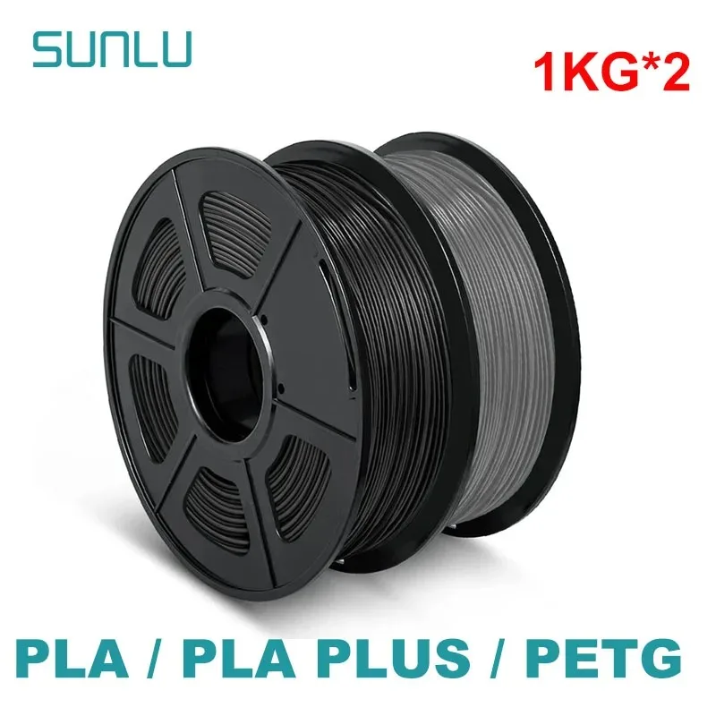 SUNLU 2KG Filament 3D PLA/PETG/PLA PLUS/Przezroczysty 1.75mm 2 Rolki 1KG Filament do Drukarki 3D i Pióra 3D…