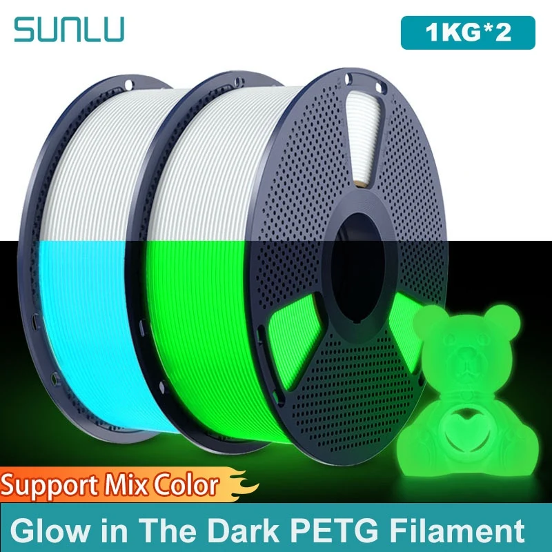 SUNLU 2KG Filament PETG Świecący w Ciemności, Równo Nawinięty Filament PETG Luminescencyjny 1.75mm 1KG…