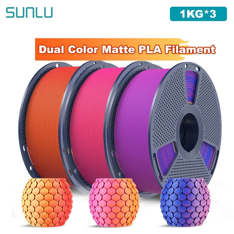 SUNLU 3KG Dwukolorowy Matowy Filament PLA 1.75mm Szpula 1kg (2.2lbs) Matowy Filament PLA do Drukarek 3D…