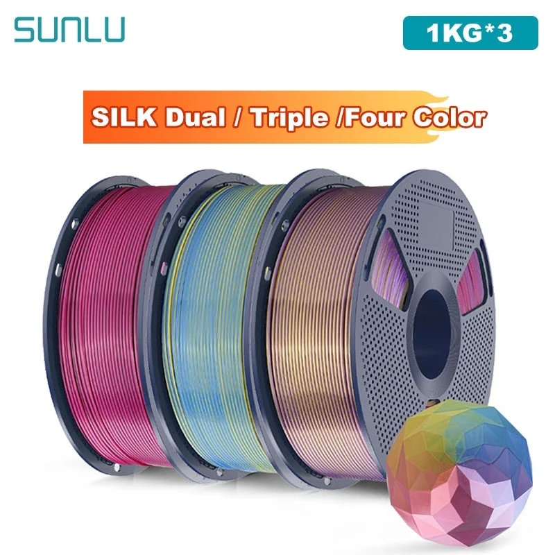 SUNLU 3KG FILAMENT DO DRUKARKI 3D JEDWABNY / Dwukolorowy / Trójkolorowy / Czterokolorowy 1.75mm 1000g Szpula…