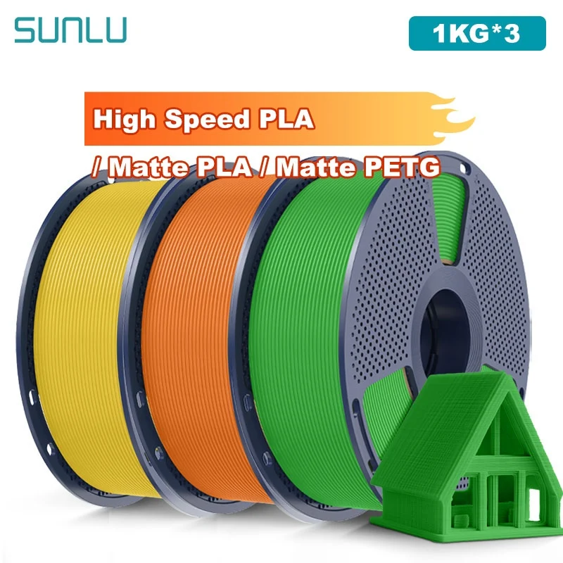 SUNLU 3KG Filament PLA/Matte PLA/Matte PETG o wysokiej prędkości druku, średnica 1.75mm, szpula 1kg, schludnie…