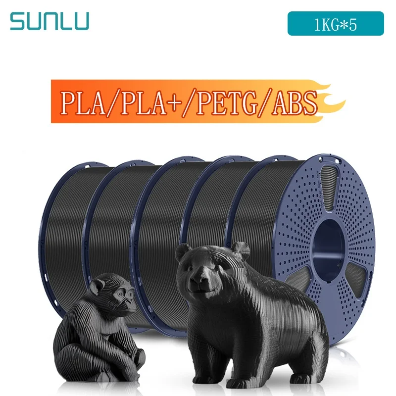 SUNLU 5KG Filament 3D PLA/PLA PLUS/PETG/ABS Filament 1.75mm 5 Rolek 1KG Czysto Nawinięty Filament do Drukarki…