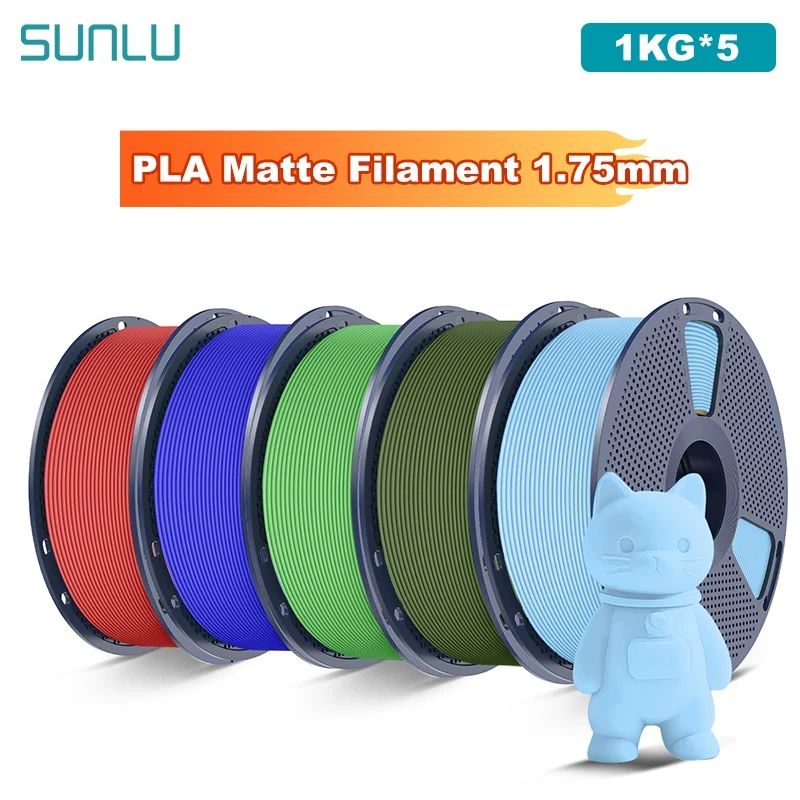 SUNLU 5KG PLA Matowy Filament do Drukarki 3D 1.75mm 1000g Szpula (2.2lbs) Czysto Układany Bez Skrętów Pasuje… SUNLU 5KG PLA Matowy Filament do Drukarki 3D 1.75mm 1000g Szpula (2.2lbs) Czysto Układany Bez Skrętów Pasuje…