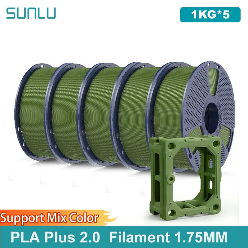 SUNLU 5KG PLA+2.0 Filament do drukarek 3D, wytrzymały i mocniejszy filament PLA Plus, 1000G/rolka, 1.75mm…