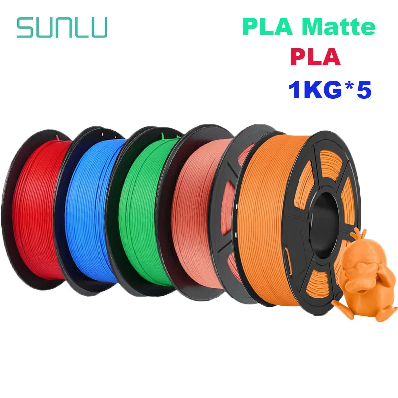 SUNLU Mix-Color 5Roll PLA/PLA Matte/Clear Filament 1.75mm 1kg Spool (2.2lbs) Neatly Wound Filament Pasuje do…