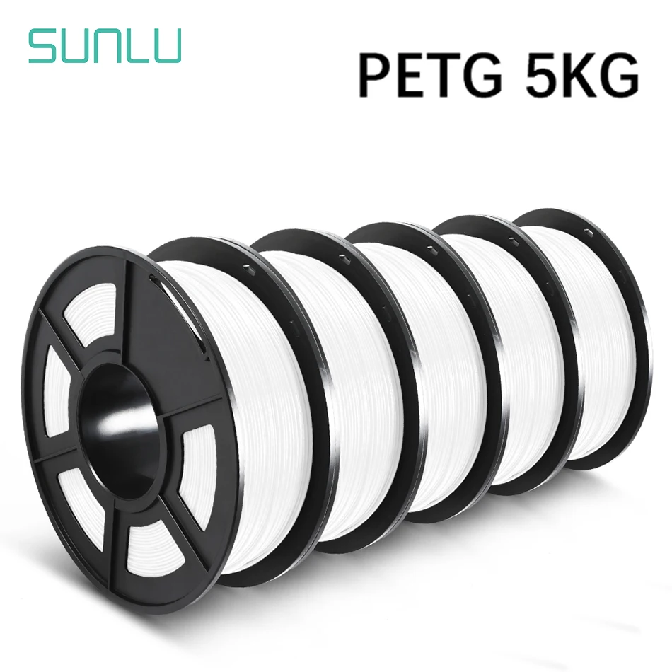 SUNLU PETG 1KG Filament 3D 1,75 MM 5 rolek uporządkowane schludno bez węzłów bez pęcherzyków w jasnym kolorze… SUNLU PETG 1KG Filament 3D 1,75 MM 5 rolek uporządkowane schludno bez węzłów bez pęcherzyków w jasnym kolorze…