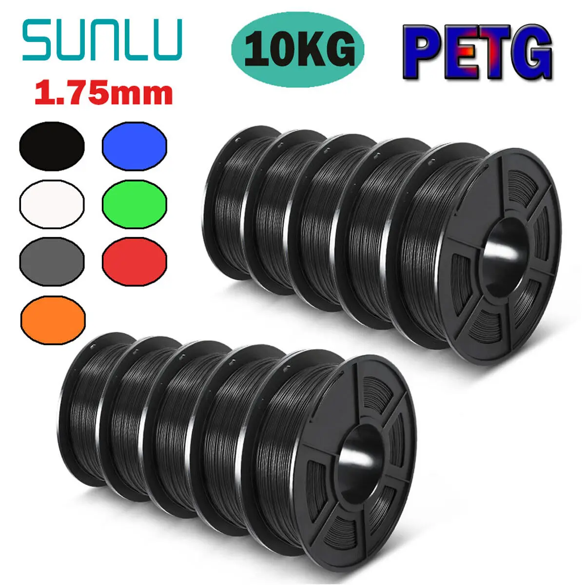SUNLU PETG 1KG Filament 3D 1,75 mm Bez pęcherzyków 10 rolek Bez pęcherzyków Ekologiczny Bez węzłów Dobra… SUNLU PETG 1KG Filament 3D 1,75 mm Bez pęcherzyków 10 rolek Bez pęcherzyków Ekologiczny Bez węzłów Dobra…