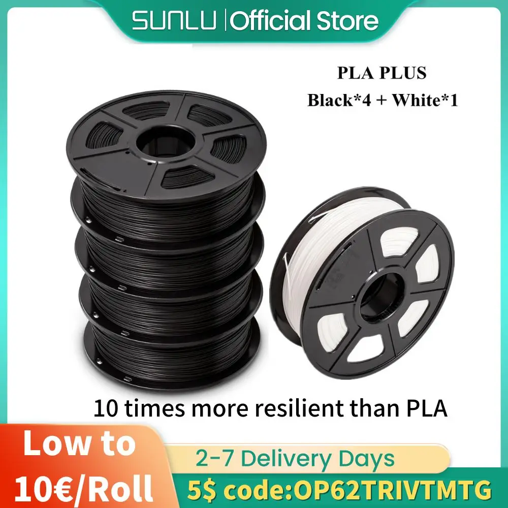 SUNLU PLA+ Filament do drukarki 3D Filamen PLA PLUS 1KG A Rolka 1.75MM Filament Kup 4 rolki Otrzymaj 1 rolkę… SUNLU PLA+ Filament do drukarki 3D Filamen PLA PLUS 1KG A Rolka 1.75MM Filament Kup 4 rolki Otrzymaj 1 rolkę…