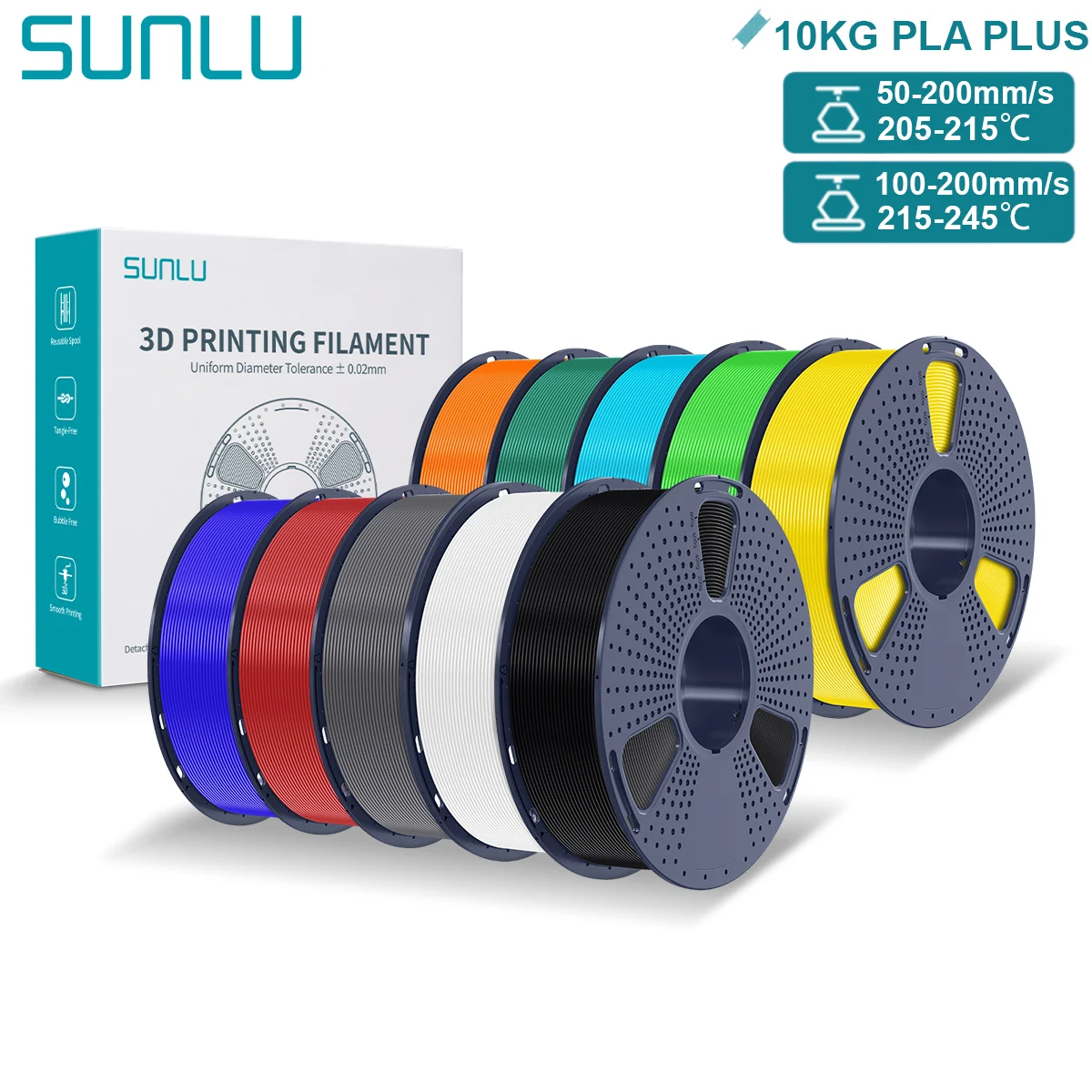 SUNLU PLA Plus Filament PLA+ 10KG 1,75mm Silniejsza odporność, schludno nawijana szpula 1Kg Wielokolorowe… SUNLU PLA Plus Filament PLA+ 10KG 1,75mm Silniejsza odporność, schludno nawijana szpula 1Kg Wielokolorowe…