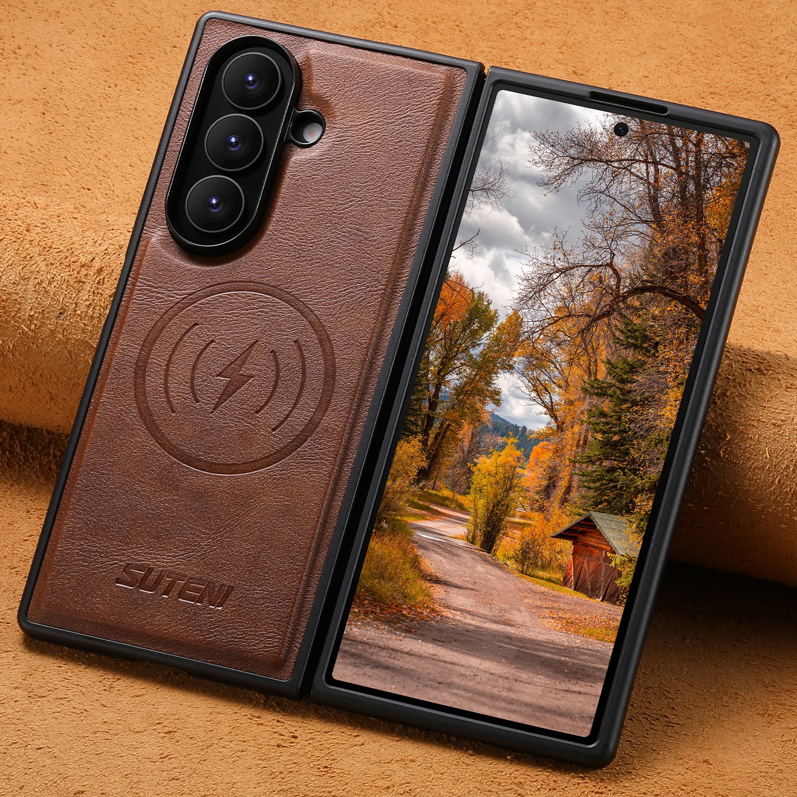 SUTENI Etui na telefon z imitacji skóry z magnetycznym bezprzewodowym ładowaniem i gładką teksturą do Samsung… SUTENI Etui na telefon z imitacji skóry z magnetycznym bezprzewodowym ładowaniem i gładką teksturą do Samsung…