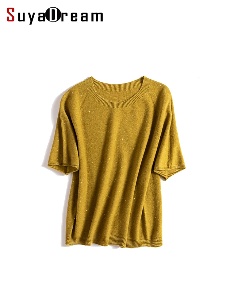 SuyaDream, swetry damskie ze 100% wełny merino, okrągły dekolt, swetry z krótkim rękawem, miękki ciepły top na… SuyaDream, swetry damskie ze 100% wełny merino, okrągły dekolt, swetry z krótkim rękawem, miękki ciepły top na…