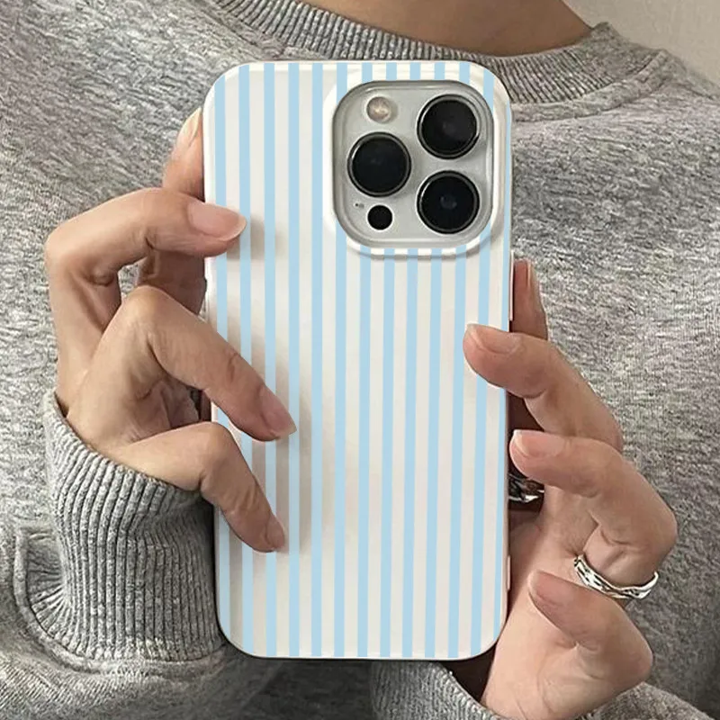 Świeży, błyszczący futerał na telefon w niebiesko-białe paski do iPhone’a 11 12 13 14 15 16 17 Pro Max 17 Air… Świeży, błyszczący futerał na telefon w niebiesko-białe paski do iPhone’a 11 12 13 14 15 16 17 Pro Max 17 Air…