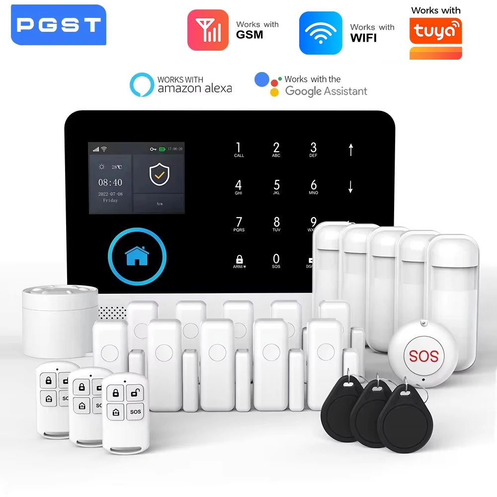 System alarmowy GSM do domu, współpracuje z TUYA Smart Home, zabezpieczenia antywłamaniowe 433MHz 2G WiFi…