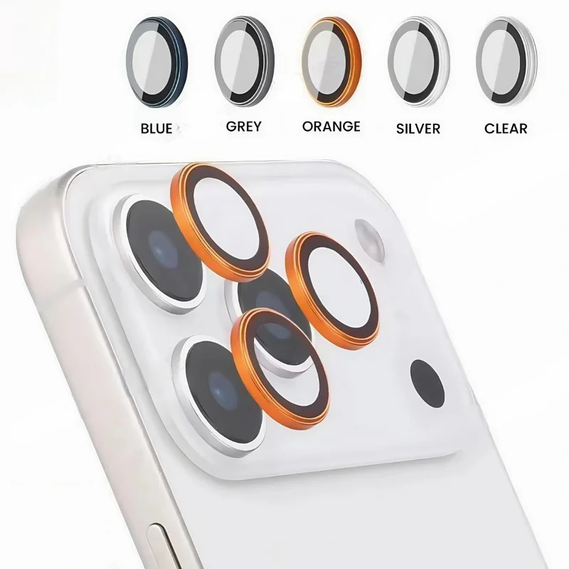 Szkło ochronne 3D z metalową ramką na obiektyw do iPhone 17 Pro, 17 Pro Max, 17 Air, osłona pierścieniowa…