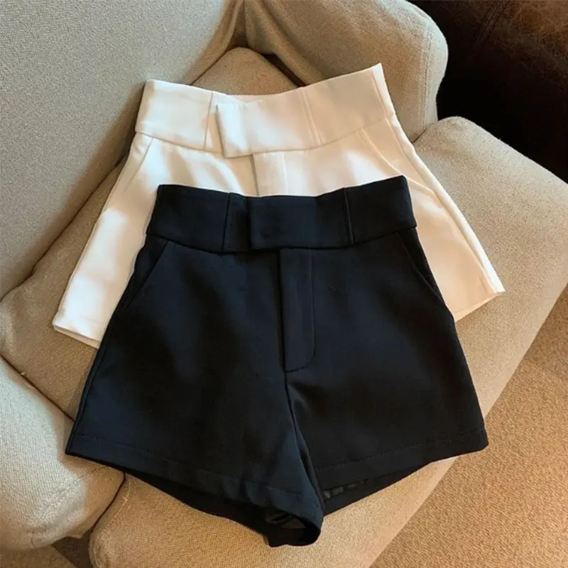 Szorty damskie Mooyufon Czarne Szorty Damskie Harajuku Elegancja Szorty z wysokim stanem A Line Slim Casual…