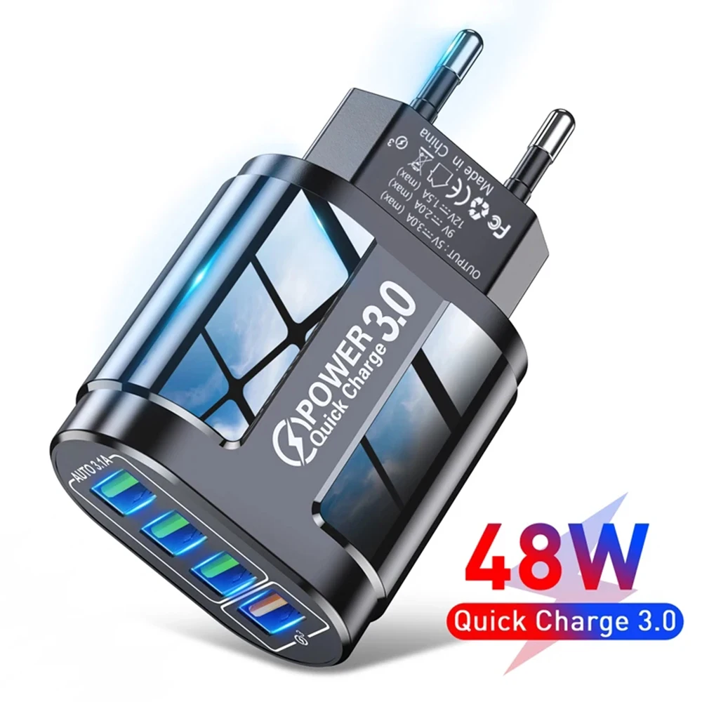 Szybka ładowarka QC3.0 48 W 4 USB Standard UE Przenośne 4-portowe szybkie ładowanie Odpowiednie dla systemu… Szybka ładowarka QC3.0 48 W 4 USB Standard UE Przenośne 4-portowe szybkie ładowanie Odpowiednie dla systemu…
