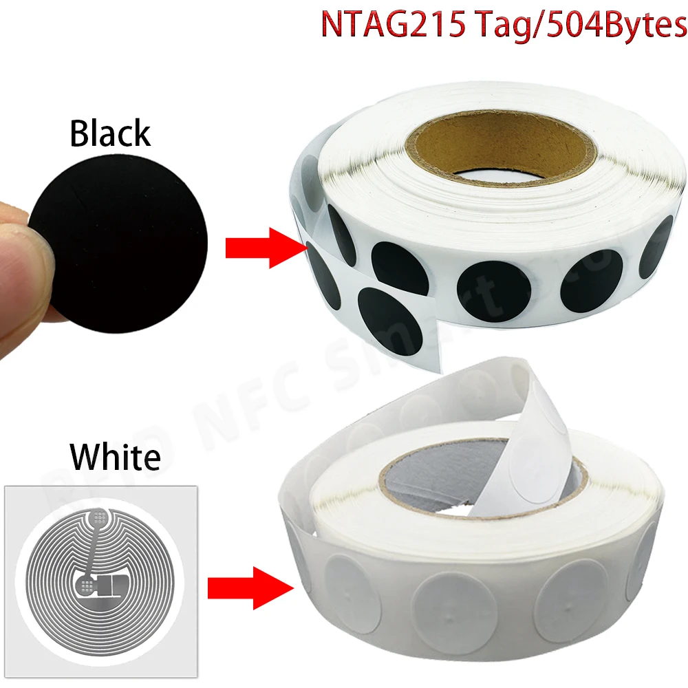 Tag NFC Czarne naklejki NFC Protokół ISO14443A 13.56MHz NT/AG 215 Uniwersalna etykieta Tagi RFID i wszystkie…