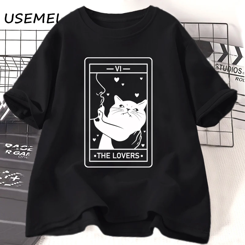 Tarot The Lovers T Shirt Bawełniana koszulka z krótkim rękawem Cat Lover Crazy Cat Lady Graphic Tees Harajuku… Tarot The Lovers T Shirt Bawełniana koszulka z krótkim rękawem Cat Lover Crazy Cat Lady Graphic Tees Harajuku…