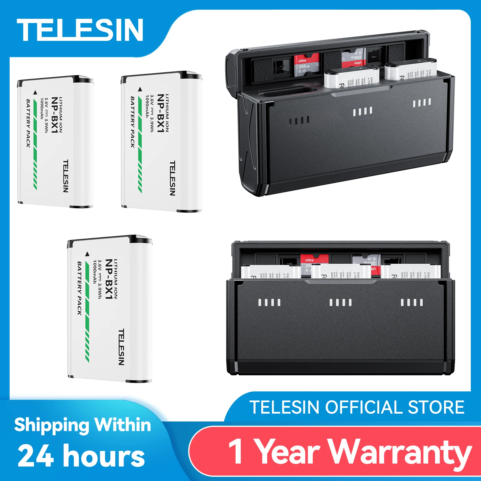 TELESIN Do akumulatorów SONY NP-BX1 3-drożna szybka ładowarka do Sony FDR-X3000R ZV-1 RX100 M7 AS300 HX400… TELESIN Do akumulatorów SONY NP-BX1 3-drożna szybka ładowarka do Sony FDR-X3000R ZV-1 RX100 M7 AS300 HX400…