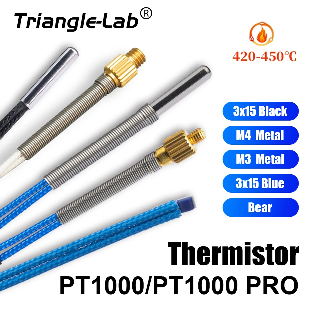 Termistor Trianglelab PT1000 Pro, wkładka termistorowa, śruba M3 M4, czujnik temperatury, wysoka temperatura…