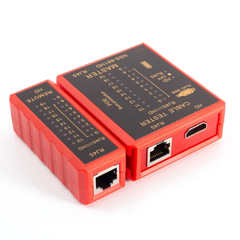 Tester kabli HDMI RJ45 Tester kabli sieciowych Ochrona przed przepalonymi POE Zasilanie bateryjne 8P8C 6P8C…