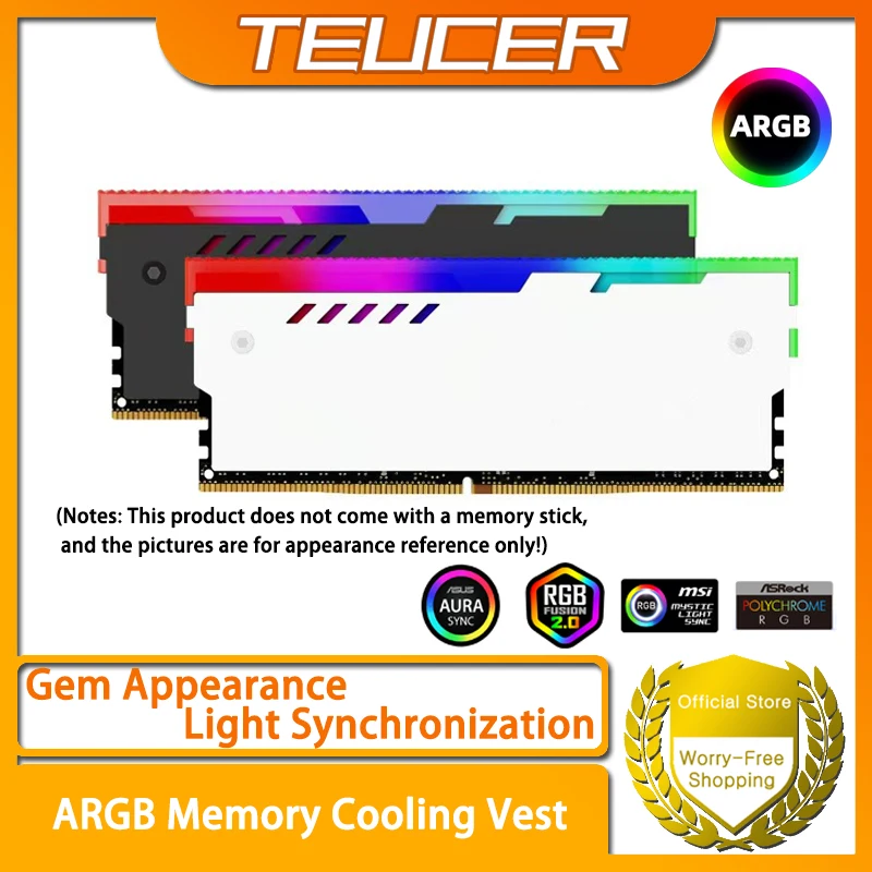TEUCER Chłodząca Kamizelka Pamięci ARGB Radiator Zestaw Chłodzący RAM Odpowiedni do Komputera Stacjonarnego PC… TEUCER Chłodząca Kamizelka Pamięci ARGB Radiator Zestaw Chłodzący RAM Odpowiedni do Komputera Stacjonarnego PC…