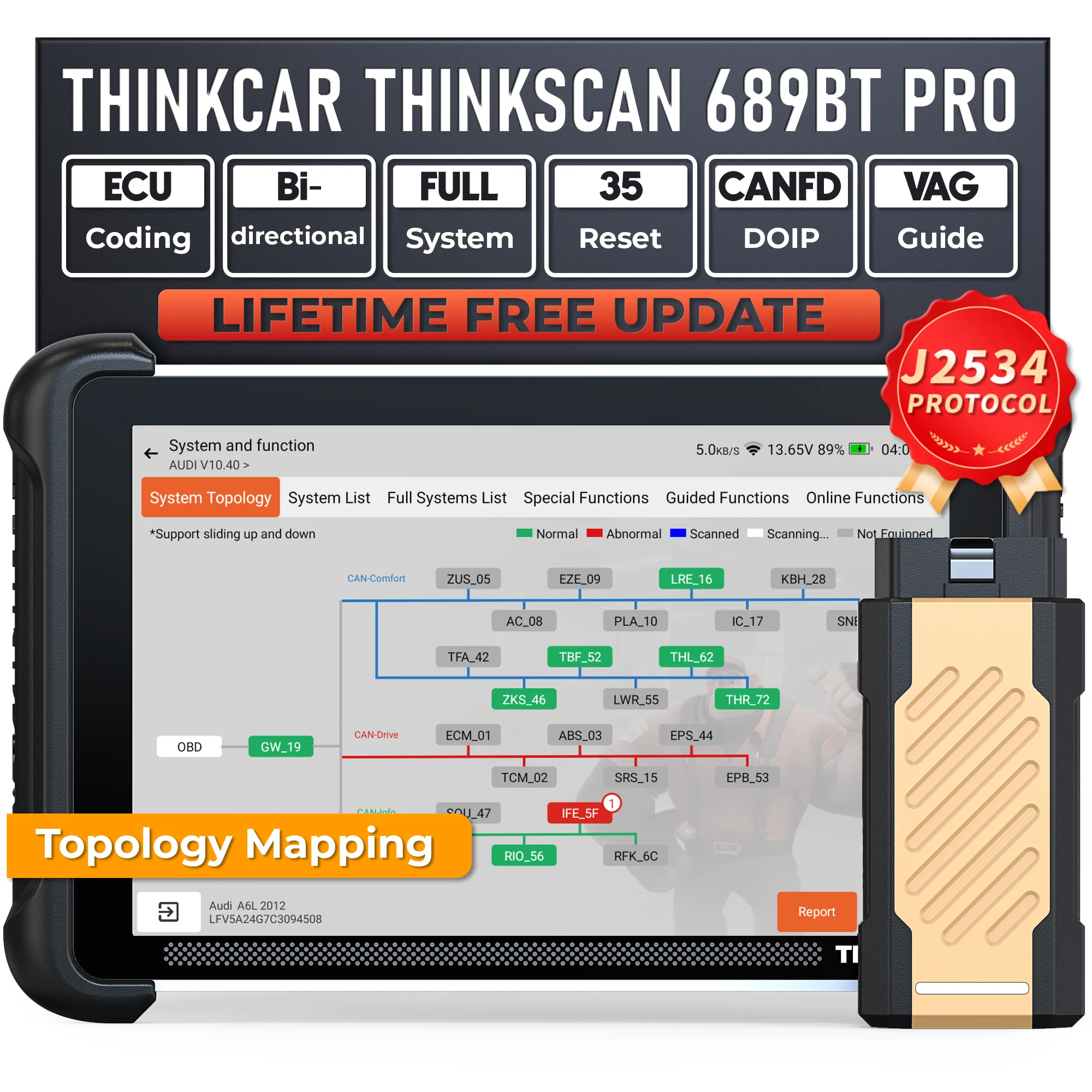 THINKCAR THINKSCAN 689BT PRO Skaner OBD2 Topologia Diagnostyka Wszystkich Systemów 35 Funkcji Resetowania ECU… THINKCAR THINKSCAN 689BT PRO Skaner OBD2 Topologia Diagnostyka Wszystkich Systemów 35 Funkcji Resetowania ECU…