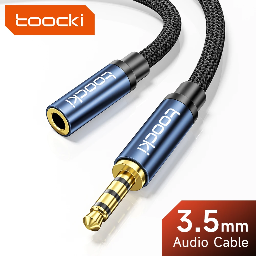Toocki Kabel Aux 3,5 mm męski do żeńskiego gniazda audio Przedłużacz męskich głośników z mikrofonem do…