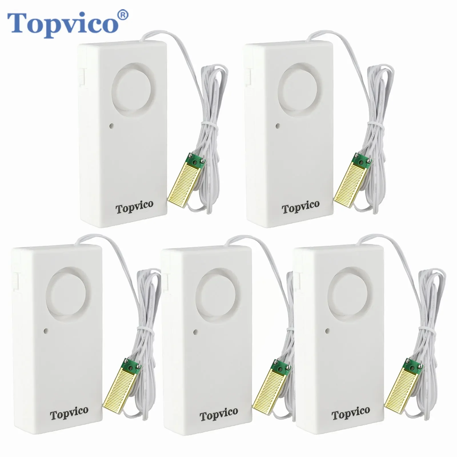 Topvico 1/2/3/5 szt. Czujnik Wykrywania Wycieku Wody Alarm Przeciwwodny 120dB Bezprzewodowy System…
