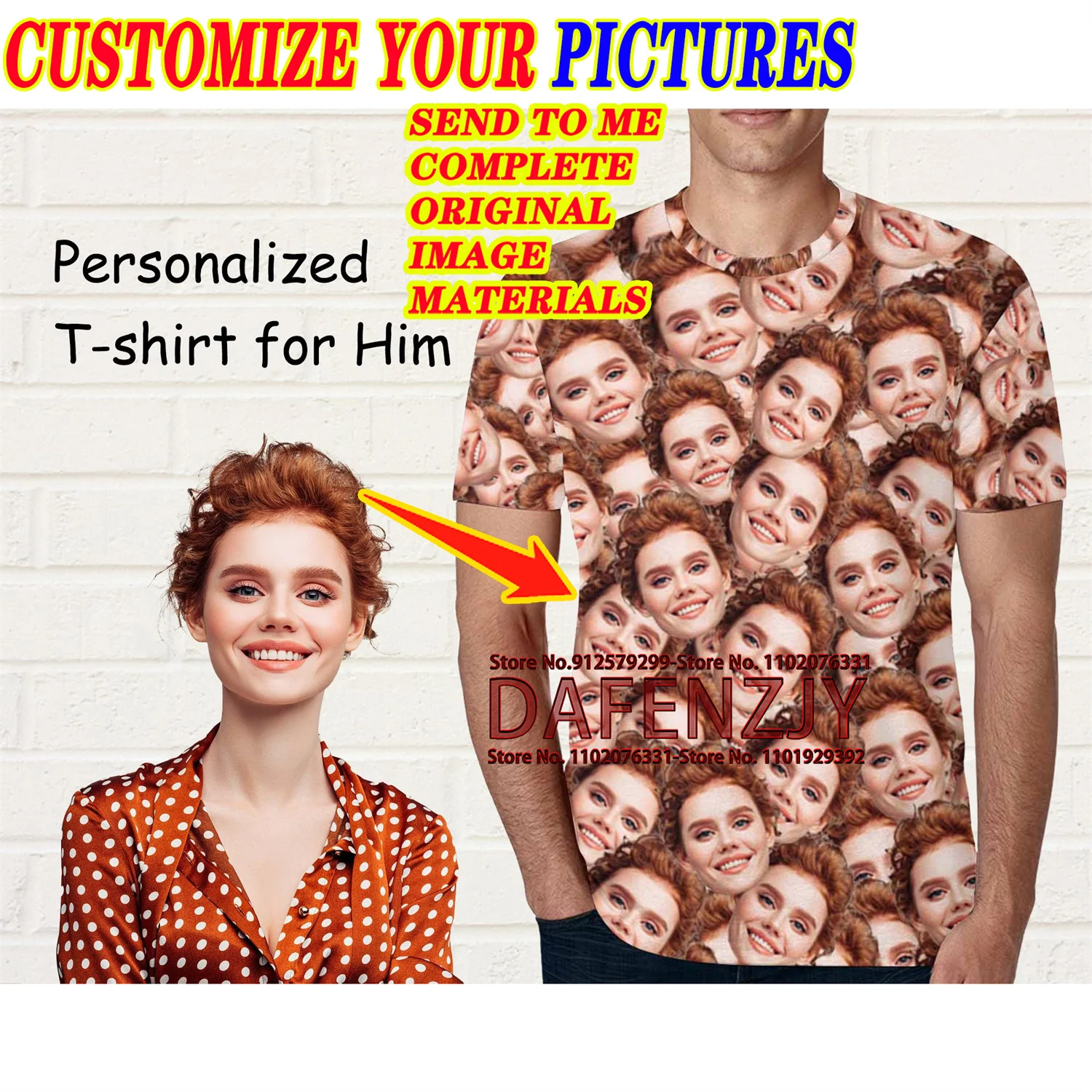 Trend Retro Style Full Body Custom Your Photo/name T Shirt Men Short Sleeve Harajuku Tshirt Męski T-shirt…