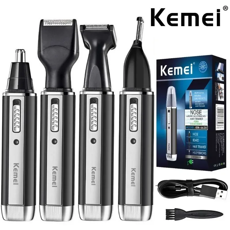 Trymer Kemei KM-6630 6631 6632 dla mężczyzn, trymer do nosa i uszu, trymer akumulatorowy do włosów, brody…