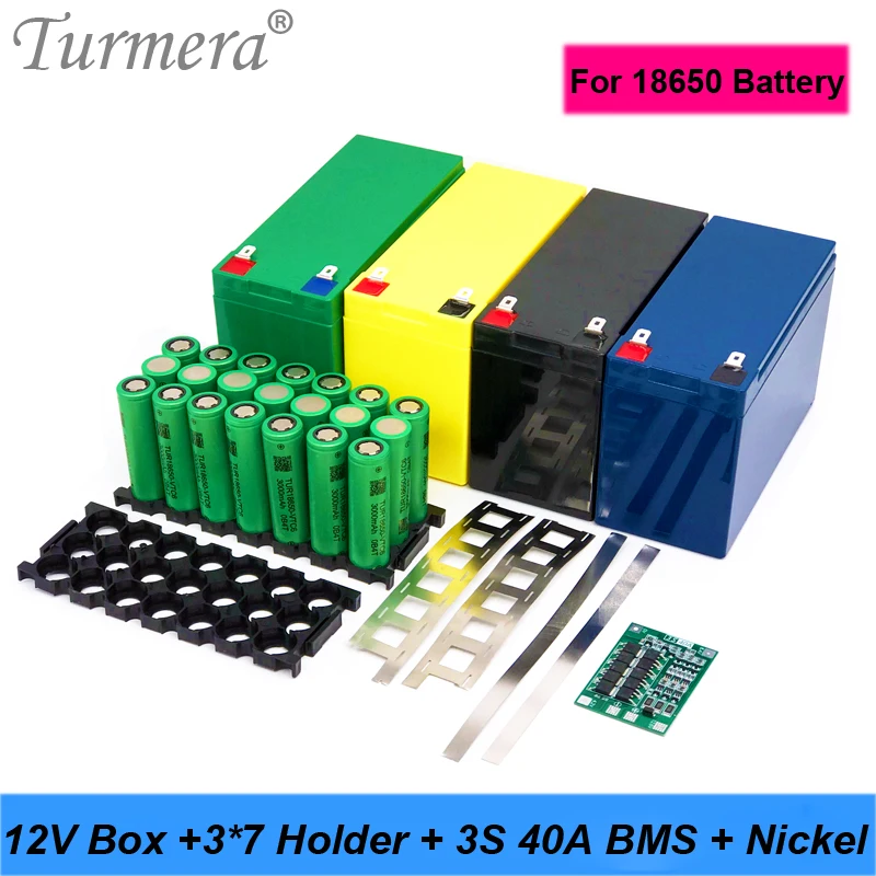 Turmera 12V 7Ah do 20Ah Pojemnik na akumulator 3X7 18650 Uchwyt 3S 40A BMS ze spawaniem niklowym do motocykli… Turmera 12V 7Ah do 20Ah Pojemnik na akumulator 3X7 18650 Uchwyt 3S 40A BMS ze spawaniem niklowym do motocykli…