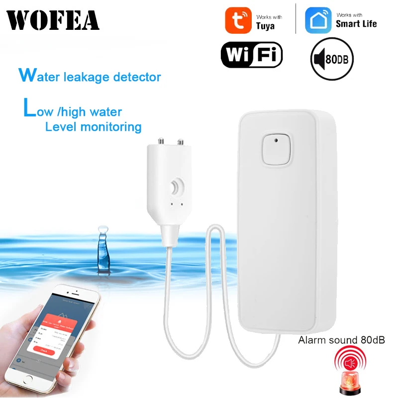 Tuya Inteligentny czujnik wycieku powodzi Zdalny monitor WiFi Detektor poziomu przepełnienia wody Czujnik… Tuya Inteligentny czujnik wycieku powodzi Zdalny monitor WiFi Detektor poziomu przepełnienia wody Czujnik…